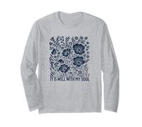 Versículo bíblico Floral It is Well with My Soul Manga Larga