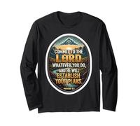 Versículo de la Biblia Cristiana Commit To The Lord Whatever You Do God Manga Larga