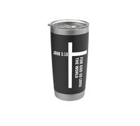 Versículo de la Biblia God So Loved The World John 3 16 Cruz cristiana Vaso térmico de acero inoxidable de doble pared