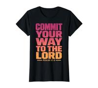 Versículo de la Biblia Salmo 37:5 Encomienda tu Camino al Señor Camiseta gráfica económica, Mujer, Negro, L