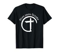 Versículo de la Biblia y ropa de Bautismo - Camisa Cristiana en Español, Vivo para Cristo - Unisex Adultos - Negro - Pequeño - Manga de Doble Puntada
