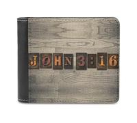 Versículo Juan 3:16 Escrito en una Cartera de Madera Vintage | Cartera Cristiana de Cuero sintético para Hombres y Mujeres | Regalo Inspirador para creyentes