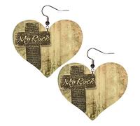 Versículo Religioso Cristiano: El Señor Es Mi Roca Mujer Pendientes Piel Sintética Aretes Colgantes Pendientes