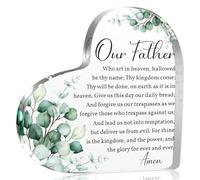 Versículos cristianos de la Biblia Acrílico Corazón Placa Decorativa de Nuestro Padre Oración Regalos para Mujeres Hombres Regalos Religiosos Regalos Escrituras Regalo para Amigos Mamá Regalo