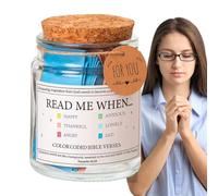 Versículos de la Biblia en un frasco | Tarro de versículos de la Biblia con texto en inglés "Read Me When Bible Verses In Jar | Gratitude & Blessings Holy Jar with Scripture Cards | For Emotions And