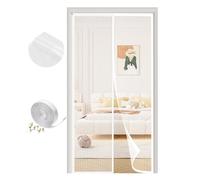 Versión Actualizada Mosquitera Puerta Magnética 100x200cm, Varios Tallas, Blanco Cortina Mosquitera Puerta Exterior, Se Cierra Automáticamente, Fácil Instalación sin Taladrar