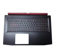(Versión Brillante) Reposamanos y Teclado para portátil para Acer para Nitro 5 AN515-52 AN515-52-53H0/52BX/56Y5 AN515-52-738F Inglés EE. UU. Negro Nuevo con Tapa de bisagra roja