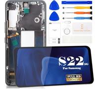 Versión de EE. UU.: pantalla táctil de repuesto para Samsung Galaxy S22 5G S901B G901U G901A G901W digitalizador con marco (negro fantasma, sin huellas dactilares)