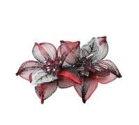 Versión de pinza for el cabello de madre hecha a mano de seda de cobre, pinza de resorte versátil, accesorios for el cabello con flores de cristal(ChineseRed)
