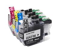 Versión Europea 1~5set LC421XL LC421 421XL Cartucho de Tinta Compatible, Compatible con Tinta de Impresora Brother DCP-J1050DW MFC-J1010DW DCP-J1140DW(LC421XL-4Color 1set)