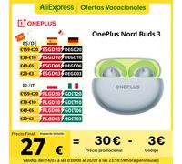 Versión global Auriculares OnePlus Nord Buds 3 Cancelación activa del ruido de hasta 32 dB Graves ultra profundos con BassWave 2.0 Conexión dual Auriculares Bluetooth 5.4 IP55 White