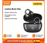 Versión global Auriculares realme Buds Clip Diseño Titanium-Fit 5,3 g Ligeros como el papel Algoritmo NextBass Traductor Al Sonido potente Negro