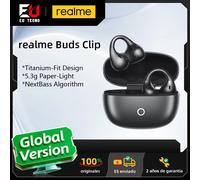 Versión global Auriculares realme Buds Clip Diseño Titanium-Fit 5,3 g Ligeros como el papel Algoritmo NextBass Traductor Al Sonido potente Titanium Gold