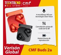 Versión global CMF Buds 2a Auriculares Driver de 12,4 mm Cancelación activa de ruido ANC 42 dB Micrófonos 4HD IP54 Bluetooth 5.4 Auriculares Gris Oscuro