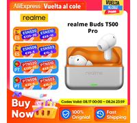 Versión global de los auriculares realme Buds T500 Pro: cancelación de ruido adaptativa de 50 dB, transductores de audio de alta resolución de 12,4 mm y diseño compacto «Candy Box» Negro