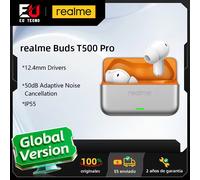 Versión global de los auriculares realme Buds T500 Pro: cancelación de ruido adaptativa de 50 dB, transductores de audio de alta resolución de 12,4 mm y diseño compacto «Candy Box» Plata