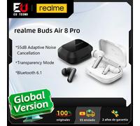 Versión global de los auriculares TWS realme Buds Air 8 Pro con cancelación de ruido adaptativa de 55 dB, modo Transparencia, Bluetooth 6.1 e IP55 Negro