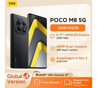 Versión global del smartphone POCO M8 5G, 12 GB, 512 GB, con procesador Snapdragon 6 Gen 3, pantalla AMOLED de 6,77", cámara de 50 MP, batería de 5520 mAh y carga de 45 W. Teléfono móvil POCO Green