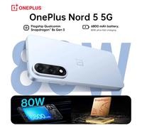 Versión Global del Teléfono Inteligente OnePlus Nord 5 5G, 8GB+256GB/12GB+512GB, Snapdragon 8s Gen 3, Android 15, 6800mAh, 80W, Wi-Fi 6, NFC Grey