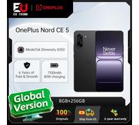 Versión Global del Teléfono Inteligente OnePlus Nord CE 5 5G 8GB+256GB 7100mAh 80W Cámara de 50MP con EIS+OIS Android 15 WiFi 6 Black Infinity