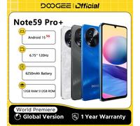 Versión Global DOOGEE Note59 Pro + 5G teléfono inteligente Android 15 6250mAh batería 6,75 ''120Hz pantalla 12GB 512GB AI cámara teléfono celular 12GB 512GB White