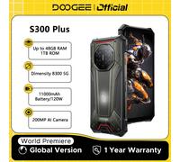 Versión Global DOOGEE S300 Plus 5G, Teléfono Resistente con Dimensity 8300, 12GB, 1TB, 11000mAh, 120W, Pantalla de 6.78'', Android 16, NFC 12GB 1TB Black