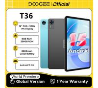 Versión Global DOOGEE T36 Tablet 32GB(8+24) 256GB 12 ''FHD+ 90Hz Pantalla 8800mAh Batería 13MP Cámara Widevine L1 Android 15 Black with Full Set