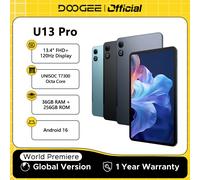 Versión Global DOOGEE U13 Pro Tablet PC Android 16 Gemini AI Pantalla FHD+ de 13'' UNISOC T7300 32GB 256GB Batería de 11000mAh Smart Pad VIP Edition Grey