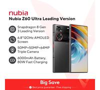 Versión Global Nubia Z60 versión Ultra líder 6,8 "Smartphone 5G Snapdragon 8 Gen3 NFC 6000mAh 80W batería de carga rápida NX721J 16G 512G Silver