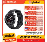 Versión Global OnePlus Watch 2 Reloj Inteligente Pantalla AMOLED de 1.43'' Snapdragon W5 Gen 1 GPS de Doble Frecuencia Wear OS 4 100+ Modos Deportivos NFC Black Steel