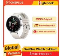 Versión global OnePlus Watch 3 Smartwatch de 43 mm Pantalla AMOLED de 1,32 pulgadas Hasta 60 horas de duración de la batería Wear OS by Google GPS NFC Acero Plateado