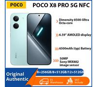 Xiaomi POCO X8 Pro Smartphone 5G, Pantalla AMOLED 6.59" 120Hz 1.5K, 12GB RAM + 512GB, MediaTek Dimensity 8500-Ultra, Cámara 50MP OIS, Batería 6500 mAh con Carga 100W, Negro, IP68