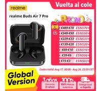 Versión Global realme Buds Air 7 Pro Auriculares Inalámbricos 53dB Cancelación de Ruido en Tiempo Real 11+6mm Dual-DAC Driver Al Live Translator Metallic Grey