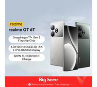 Versión Global realme GT 6T 5G Smartphone 6000nit Hyper Display 120W SUPERVOOC Charge Snapdragon 7+ Gen 3 5500mAh Batería 50MP Cámara Principal 12GB 256GB Green