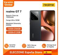 Versión Global realme GT 7 5G AI Smartphone MTK Dimensity 9400e 6000nits Pro-Esports Display 7000 mAh Batería 120W Ultra Charge Negro