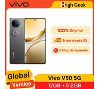 Versión Global Vivo V50 5G Smartphone Snapdragon 7 Gen3 Batería 6000mAh Carga 90W Pantalla AMOLED 6.77″ Cámara Principal 50MP Satin Black