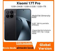 Versión Global Xiaomi 17T Pro Smartphone MediaTek Dimensity 9500 7000mAh 100W Pantalla de 6.83" 144Hz Cámara de 50MP con OIS IP68 Teléfono Celular Xiaomi Negro