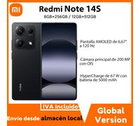 Versión Global Xiaomi Redmi Note 14S MediaTek Helio G99 Ultra 200MP Al Sistema de Cámara 6.67» AMOLED 120Hz Pantalla 5000mAh Global Version Black