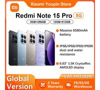 Versión Global Xiaomi REDMI Note 15 Pro 5G smartphone 5G 6.83" cámara principal de 200MP 6580mAh carga de 45W IP66 IP68 IP69 IP69K NFC Glacier Blue