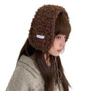 Version of Simple Thickened Plush Ear Protection Earmuffs Autumn and Winter Street Warmth Lace-up Headband For Women's(Dark Brown)