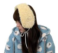 Version of Simple Thickened Plush Ear Protection Earmuffs Autumn and Winter Street Warmth Lace-up Headband For Women's(Yellow)