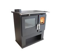 Verso CS Inox - Estufa de leña con estufa de acero inoxidable de 7,7 kW, 82,2% de alta uerpo de acero resistente, placa de metal y termómetro, calefacción para chimenea de 135-165 m³