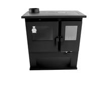 Verso CS Lite - Estufa de leña con horno de 7,7 kW, 82,2% de alta eficiencia, placa de metal y horno con termómetro, placa superior de acero (sin hierro fundido), calefacción para chimenea de 135-165