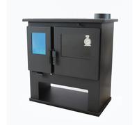 Verso CS Lite Estufa de leña con horno y termómetro, placa de cocción de 7,7 kW de potencia calorífica, estufa multifuncional para cocinar y calentar, estufa de leña eficiente