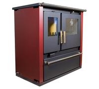 Verso CS Plus - Estufa de leña con horno de 7,7 kW, 82,2% de alta uerpo de acero extragrande, placa de metal y termómetro, calefacción para chimenea de 135-165 m³, salida de humo de 150