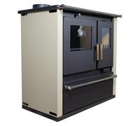 Verso CS Plus - Estufa de leña con horno de 7,7 kW, 82,2% de alta uerpo de acero extragrande, placa de metal y termómetro, calefacción para chimenea de 135-165 m³, salida de humo de 150