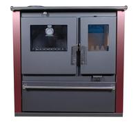 Verso CS Plus - Estufa de leña con horno de 7,7 kW, 82,2% de alta uerpo de acero extragrande, placa de metal y termómetro, calefacción para chimenea de 135-165 m³, salida de humo de 150