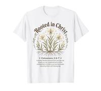 Verso de la Biblia Arraigado en Cristo Colosenses 2:6-7 Jesucristo Camiseta