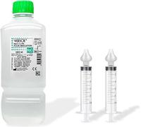 Versol Serum Fisiological Pack Botella de 1 litro con 2 jeringas nasales reutilizables. 1 l lavado nasal, higiene diaria para nariz seca o irritada, alergia y resfriados