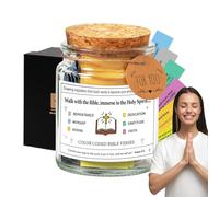 Versos bíblicos Jar - Vesado de vidrio hecho a mano, Religiosos, citas bíblicas Decoración | Pequeñas notas con dichos y colores alentadores, vidrio de emoción cristiana para la oración en casa o en l